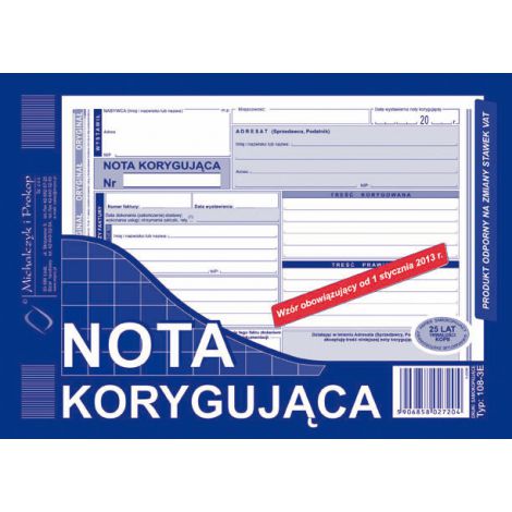 Druk MiP Nota Korygująca A5/80